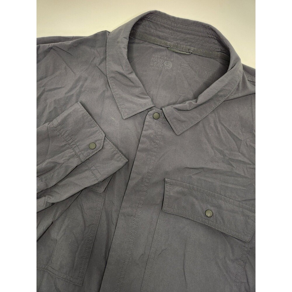 Mountain Hardwear Shirt Men's 2XL Dark Gray Long Sleeve Snap Nylon Performance‎